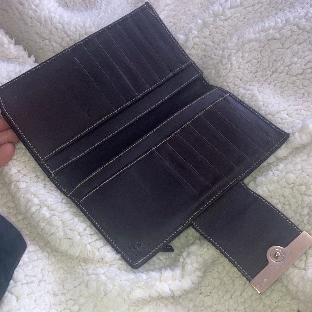 Gucci Brown Beige Monogram Canvas Continental Wallet - Picture 3 of 6